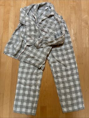 Charter Club Gray and White Plaid Kids Pajama Set